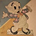 PORKY PIG  tecnica mista su cartone  NON DISPONIBILE 