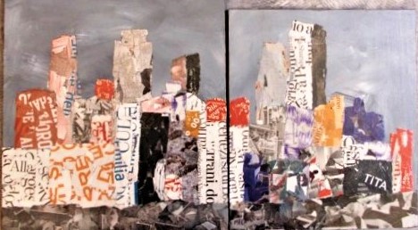 CIELO  GRIGIO SU CHICAGO   tecnica mista su compensato   62 x44 cm anno 2012  NON DISPONIBILE