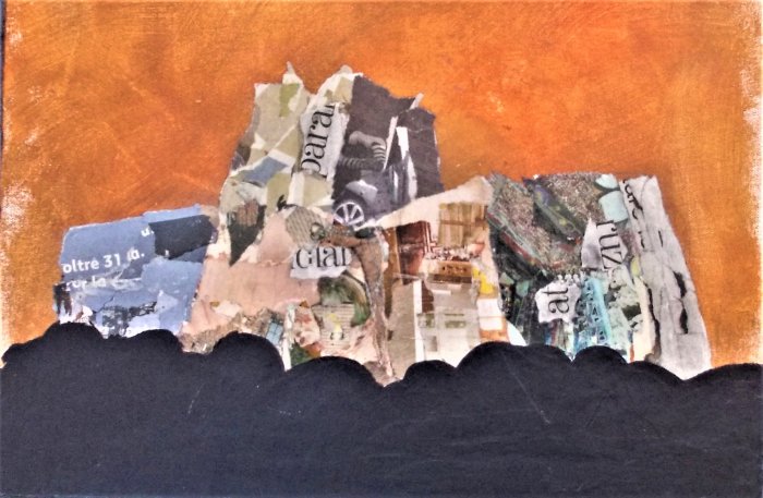 FORTEZZA IN SICILIA   tecnica mista su cartone telato  43 x33 cm anno 2012 