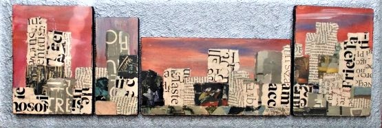 RITORNO A BOSTON  tecnica mista su compensato  52x18 cm  anno 2014