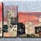 RITORNO A BOSTON  tecnica mista su compensato  52x18 cm  anno 2014