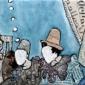 CLOWNS BIANCHI  tecnica mista su compensato  50 x30 cm  anno 2012