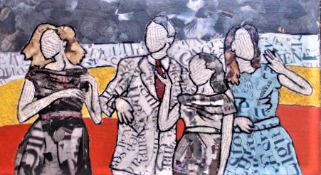 L'ALLEGRA  FAMIGLIA   tecnica mista su compensato  55x35 cm  anno 2013
