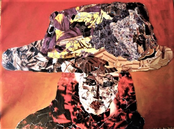 IL CAPPELLO collage du cartone telato  50 x 40 cm anno 2009