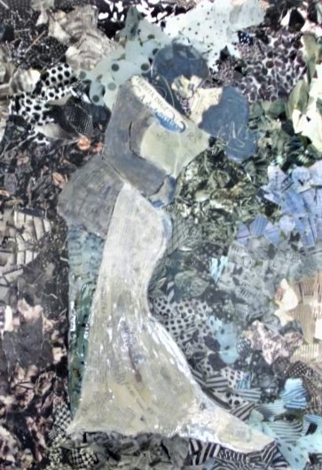 L'ABBRACCIO   collage  su cartone telato  50x70 cm anno 2010
