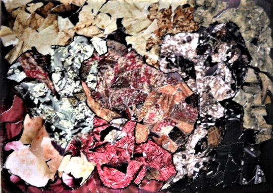 PERLE DI VETRO collage su cartone  38 x 28 cm anno 2010