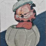 GARFIELD NELLA ZUCCA  tecnica mista su cartone e mdf  36 x 45 cm 