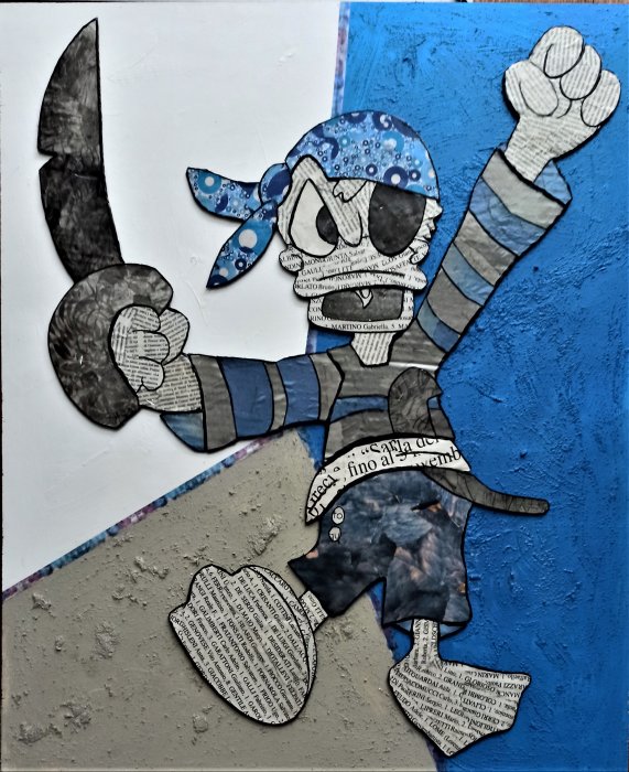 ALL'ARREMBAGGIO !  tecnica mista su cartone  51 x 61 cm 