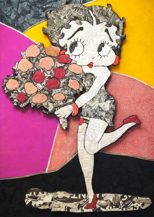 BETTY BOOP   FLOREALE   tecnica mista su polistirene