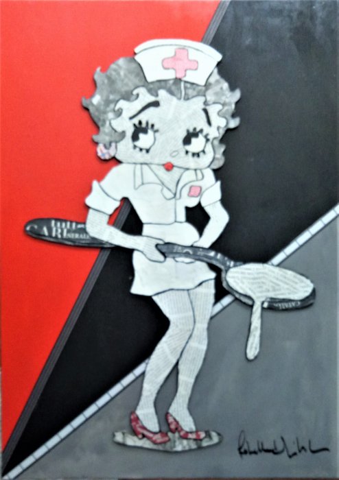 BETTY BOOP INFERMIERA tecnica mista su cartone   50 x 70 cm  NON DISPONIBILE 