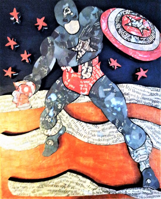 CAPITAN AMERICA  tecnica  mista su polistirene  NON DISPONIBILE  