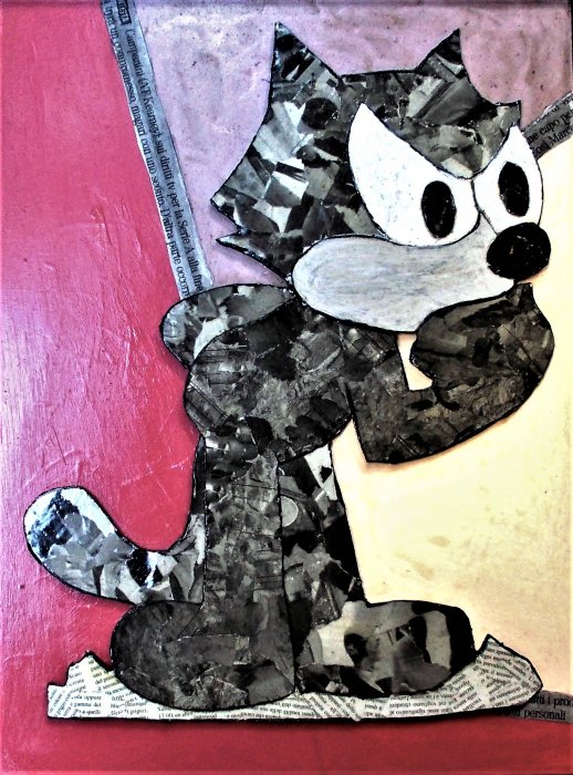 FELIX THE CAT  tecnica mista su cartone   30 x 40 cm  NON DISPONIBILE 