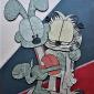 GARFIELD E ODIE  tecnica mista su cartone   45 x 60 cm 