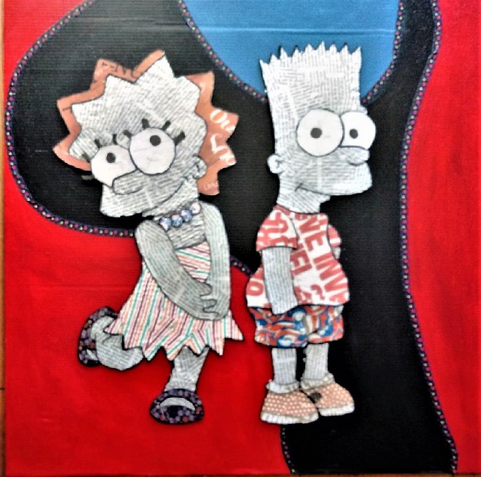 I SIMPSON   tecnica  mista  su cartone   50 x 50 cm 
