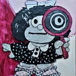 MAFALDA   DETECTIVE   tecnica mista su cartone  29 x 32 cm 