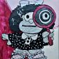 MAFALDA   DETECTIVE   tecnica mista su cartone  29 x 32 cm 