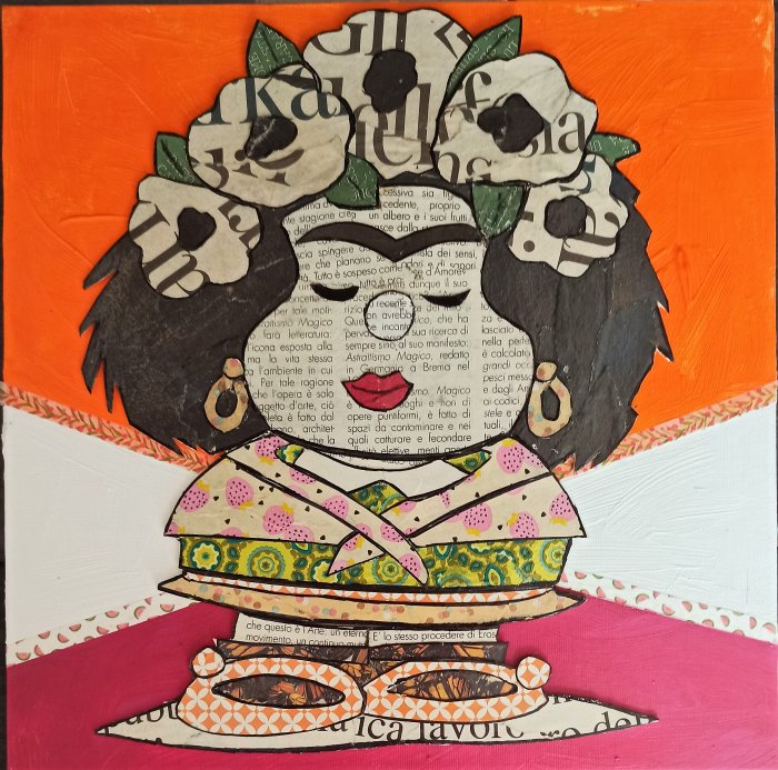 MAFALDA FRIDA   tecnica mista su cartoncino    30 x 30 cm  NON DISPONIBILE 