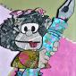 MAFALDA SCRITTRICE tecnica mista su cartone   NON DISPONIBILE 