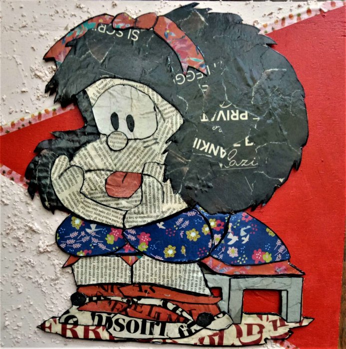 MAFALDA STANCA  tecnica mista su cartone 30 X 30 cm