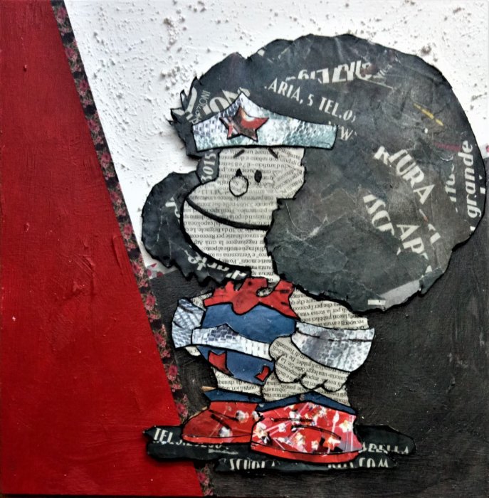 MAFALDA WONDERWOMAN  tecnica mista su cartone    30 x 30 cm  NON DISPONIBILE 