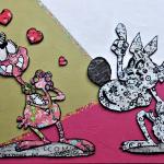 MARTA E LUPO ALBERTO  tecnica mista su cartone    50 X 28 cm