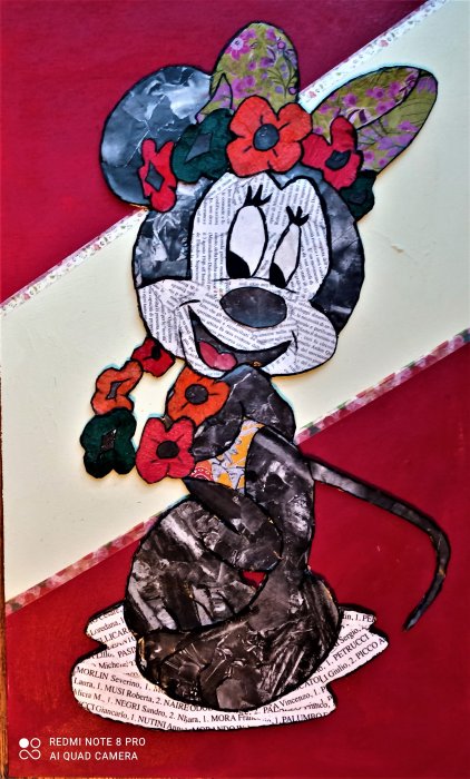 MINNIE AL MARE  tecnica mista su cartone   30 x 50  cm 