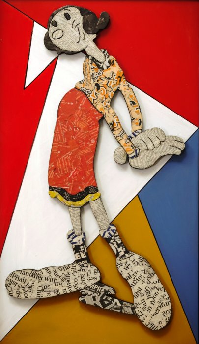 OLIVIA  INNAMORATA  tecnica mista su polistirene  57 x 103 cm 