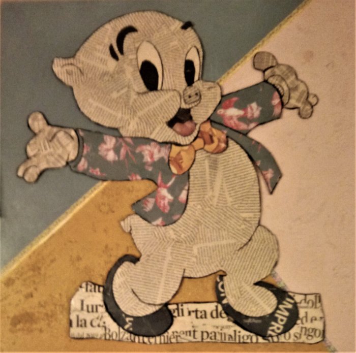 PORKY PIG  tecnica mista su cartone  NON DISPONIBILE 