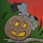 SNOOPY NELLA ZUCCA  tecnica mista su cartone con lampada   45 x 39 cm 