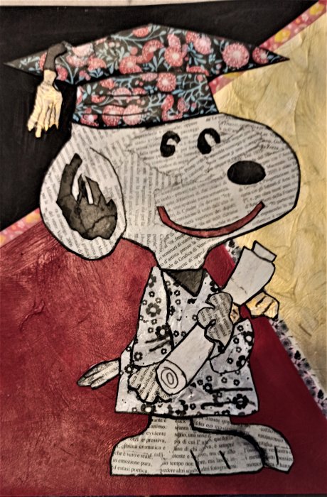 SNOOPY- PREMIO CONCORSO LETTERARIO AVVOCATI  2020     tecnica mista su cartone  NON DISPONIBILE  