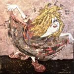 TAKE A BOWL  tecnica mista su cartone    70 x 70 cm 