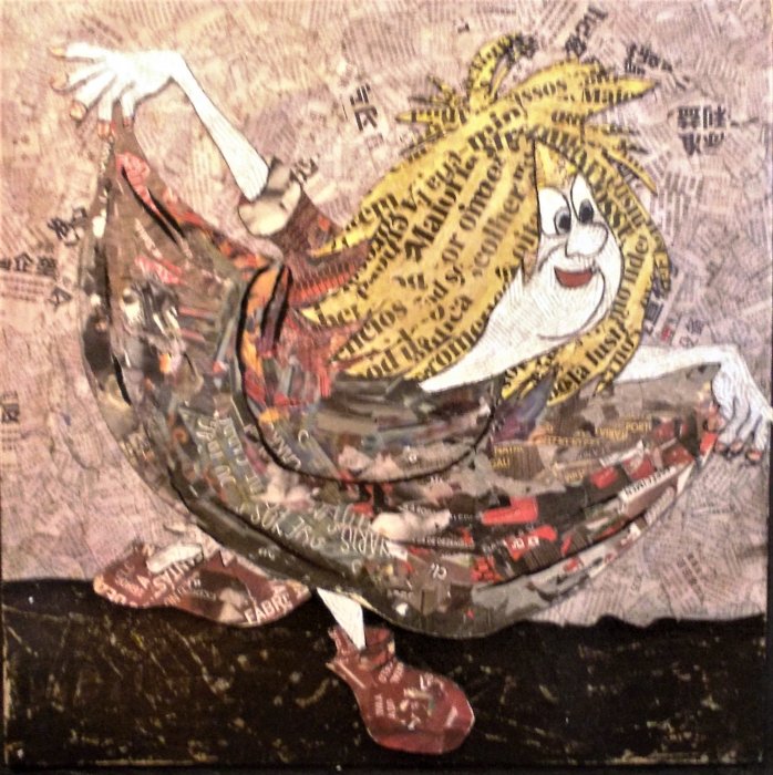 TAKE A BOWL  tecnica mista su cartone    70 x 70 cm 