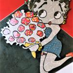 BETTY BOOP  FLOREALE  tecnica mista su polistirene  57 x 95 cm 
