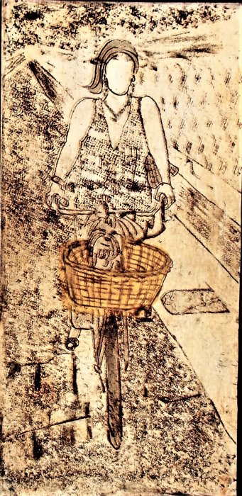 FACCIO UN GIRO IN BICI (1)  cera molle acquatinta
