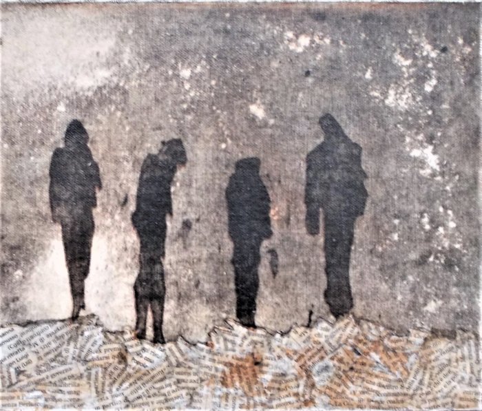 IDENTITA' PERDUTE acquatinta  e collage (3)