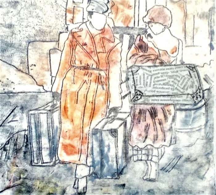 IL DOTTOR ZIVAGO 2   cera molle e collage  