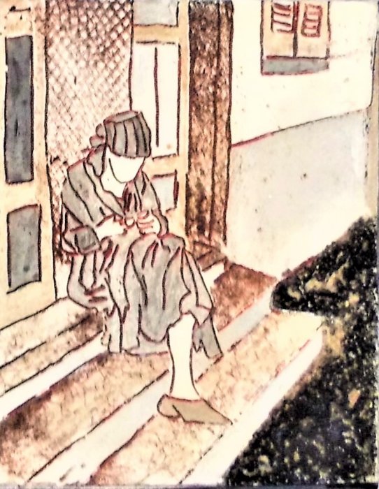 LA VECCHINA SULLA SOGLIA   cera molle  (3)