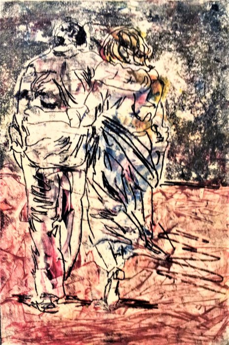 PASSEGGIATA   cera molle e acquatinta 