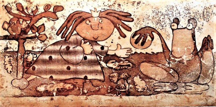 IL PRINCIPE RANOCCHIO  cera molle e acquatinta