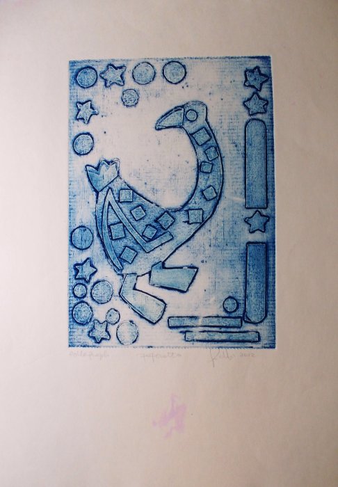 Paperotto     Collagraph -      stampa su carta murillo 35 x 25 - 2011