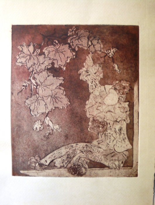 Pierrot    cera molle e  maniera allo zucchero  con inserti    lasta di zinco      stampa su carta rosaspina     25 x 35 cm 
