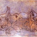 I tre porcellini   cera molle       lastra di zinco stampata  su  carta  murillo    35 x 25 cm  anno 2011 