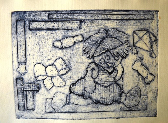 Ricordi di infanzia  collograph 